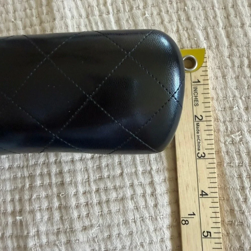 Chanel Sunglasses Case Only Black Quilted Leather CC Logo Clamshell